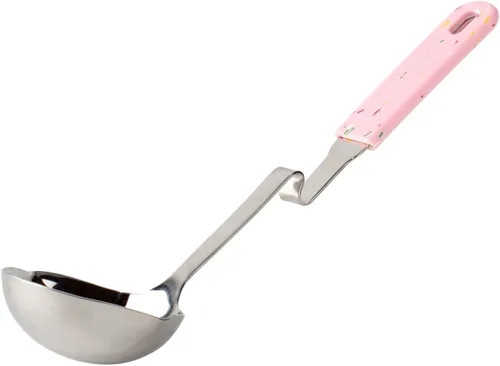 Vista 15 de Souper Cubes + Lori Greiner Cucharón de sopa sin desorden de acero inoxidable con mango de silicona - Cucharón de sopa de metal con diseño sin