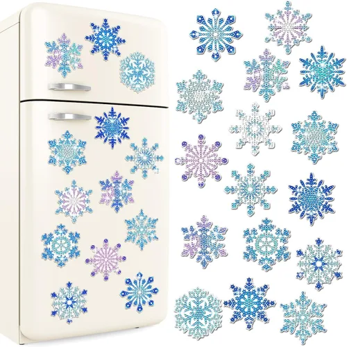 Vista 8 de Umigy 16 piezas de imanes de arte de diamante navideño para refrigerador, verde lima y rojo, imanes de pintura de diamantes de Navidad, hombre