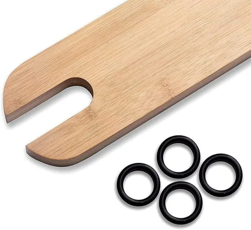 Vista 4 de Reposapiés para silla alta, antideslizante y ajustable de madera de bambú natural para silla alta de bebé con 4 anillos de goma, compatible