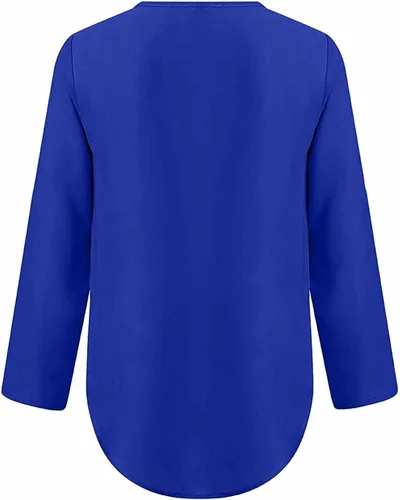 Vista 5 de Blusas de manga corta para mujer, con cuello en V, cuello en V, de gasa, estilo casual, unicolor, holgadas