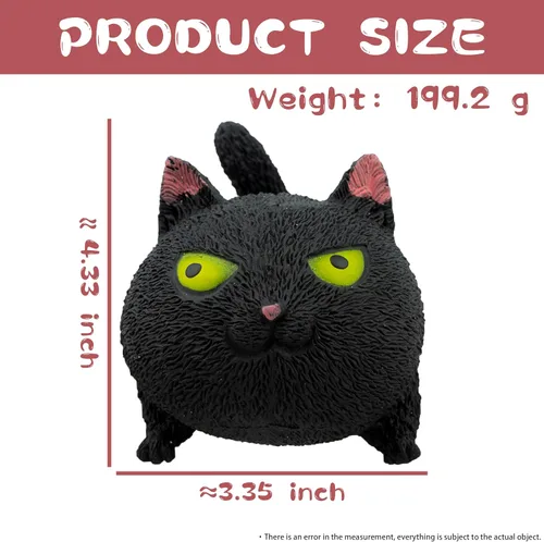Vista 3 de Juguetes sensoriales antiestrés con forma de gato para niños, adultos, adolescentes, niños, alivio de descompresión y alivio de la ansiedad (negro)