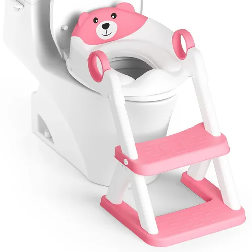Vista 10 de Asiento de Entrenamiento de Baño, Asiento de Inodoro Mejorado para Niños y Niñas, Asiento de Entrenamiento de Baño 2 en 1 para Niños, Asiento