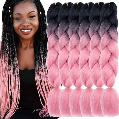 Vista 33 de Beige (613) Cabello trenzado 6 paquetes de extensiones de cabello sintético de 24 pulgadas, extensiones de cabello trenzado Jumbo Ombre trenzado