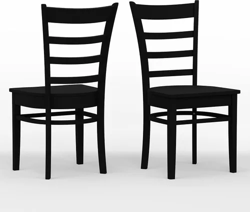 Vista 2 de Glenwillow Home Sillas de comedor de madera maciza con respaldo de listones en negro (juego de 2)
