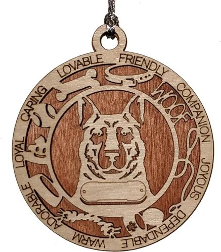 Vista 61 de Adorno de Navidad personalizado para perro Cavalier King Charles Spaniel, redondo de 3 pulgadas, madera cortada con láser de 2 capas, nombre y texto