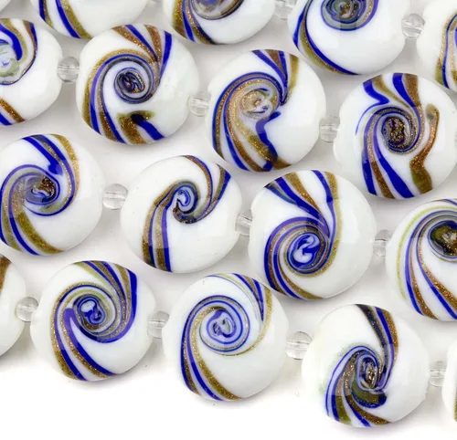 Vista 4 de Cherry Blossom Beads Cuentas mixtas hechas a mano de cristal de lámpara aguamarina y naranja, 4 hebras surtidas de 8 pulgadas Mezcla Aqua y Naranja