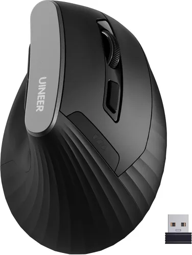 Vista 10 de Uineer Ratón ergonómico Bluetooth 5.0/4.0, mouse inalámbrico vertical de 2.4 GH, con receptor USB-A, alimentado por batería, conectividad de 3