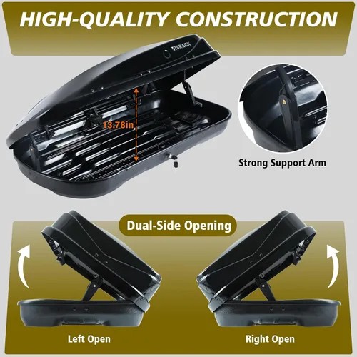 Vista 4 de Portaequipajes de Techo de Carcasa Rígida Grande con Cerradura de Llave 56" L x 30" A x 13.7" Al, 13 Pies Cúbicos, Impermeable de Servicio Pesado