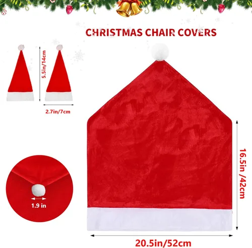 Vista 2 de VADOO 2 fundas de silla de Navidad, cubierta trasera de silla de Navidad para decoración de Navidad, vacaciones, comedor, 2