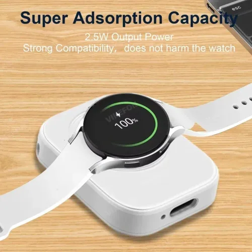 Vista 7 de Cargador inalámbrico de reloj magnético tipo C para Samsung Galaxy Watch Ultra/7/6/6 Classic/5 Pro/5/4/4 clásico/3/carga rápida activa (negro)