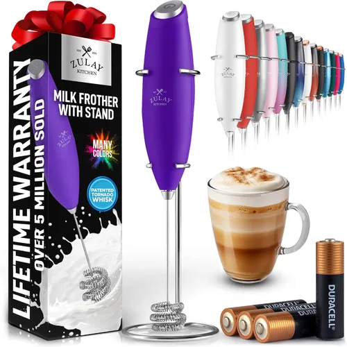 Vista 111 de Zulay Kitchen Potente varita espumadora de leche con 2 baterías Duracell – Mezclador de bebidas portátil ultrarrápido – Máquina de espuma eléctrica