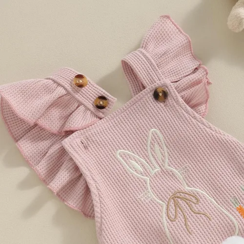 Vista 5 de Ropa de verano para bebé recién nacida, con volantes, sin mangas, con diadema