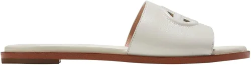 Vista 6 de Cole Haan Flynn Logo Slide Sandalia plana para mujer, Piel de garceta