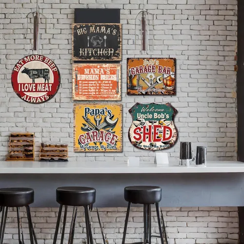 Vista 5 de NAME'S KITCHEN RULES - Posavasos retro para cocina, bar, pub, cafetería, decoración de 9 x 12 pulgadas, placa de metal, decoración para el hogar