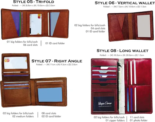 Vista 7 de Cartera plegable de cuero de ciervo alce hecha a mano para hombre, regalos personalizados para hombres, idea de regalo de Navidad 2020