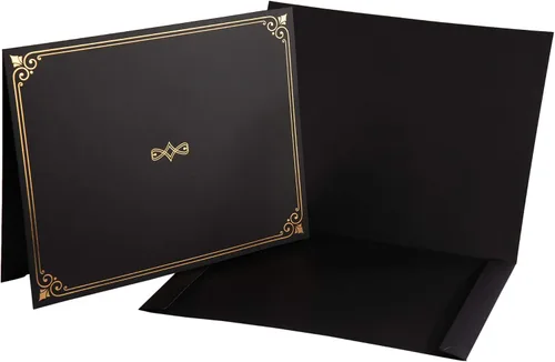 Vista 6 de Paquete de 25 portacreditados, 25 tapas de certificados para papel de tamaño carta, carpetas de certificados, color negro, 9 x 11.5 pulgadas