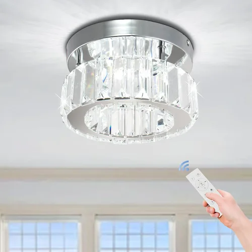 Vista 10 de CLAIRDAI Lámpara de techo de cristal cuadrada de montaje empotrado, lámpara de techo LED moderna para cocina, pasillo, vestíbulo, sala de estar