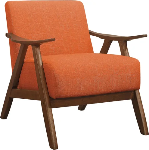 Vista 12 de Lexicon Silla de Acento Moderna de Mediados de Siglo con Marco de Madera Sólida en Acabado de Nogal, Sillón de Descanso con Brazos Tapizado