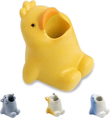 Vista 10 de Lindo soporte para cepillos de dientes de dibujos animados, divertido soporte para lápices de resina, soporte de cepillo de un solo diente de Perro