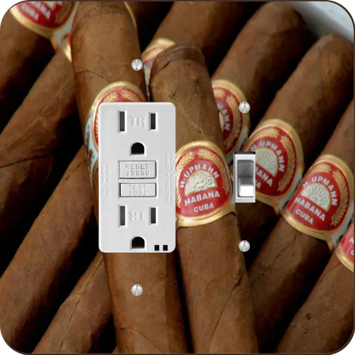 Vista 4 de Cuban Cigars Havana Cigar - Tapa de interruptor de luz basculante doble - Placa de interruptor basculante doble