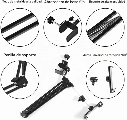 Vista 8 de SAMHOUSING Soporte para tableta para cama, soporte de montaje para cama giratorio de 360 grados con brazo de aluminio para iPad, iPhoneXS, N-Switch
