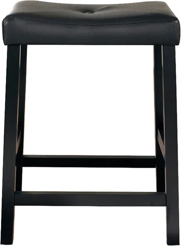 Vista 4 de Crosley Furniture Juego de 2 taburetes de bar tapizados con altura de mostrador, color negro, 24 pulgadas