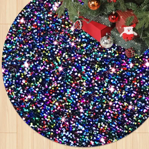 Vista 16 de FOTSHARER Falda negra para árbol de Navidad de 21 pulgadas, faldas de terciopelo para árbol de Navidad de mesa, falda de árbol de Navidad