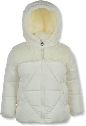 Vista 3 de Jessica Simpson Chaqueta acolchada Sherpa para bebé, color crema, 12 meses, Crema