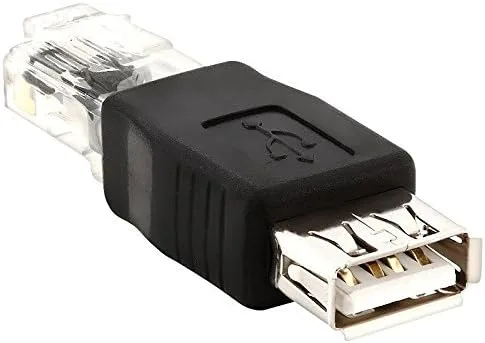 Vista 2 de MaxLLTo USB tipo A hembra a RJ45 macho Ethernet adaptador router conector enchufe enchufe