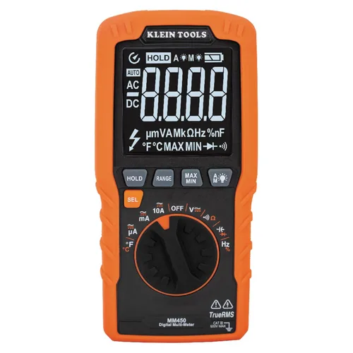 Vista 17 de Klein Tools ET270 Multímetro digital de rango automático, CA/CC, resistencia, continuidad, probador de receptáculo GFCI con cables de prueba y cable