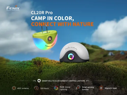Vista 2 de Fenix CL20R Pro USB recargable 400 lúmenes RGB/luz blanca con detección de movimiento dedicada para campamento/dormitorio con batería EdisonBright