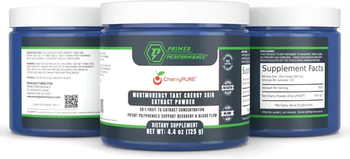 Vista 8 de CherryPURE Polvo de cereza ácida, cereza Montmorency derivada de la piel para la recuperación diaria, 4.41 oz (250 porciones) Supports Exercise