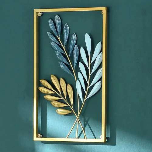 Vista 6 de MKUN Esculturas de pared de hierro – Juego grande de 3 piezas rectangulares de metal para decoración de pared con arte de ginkgo biloba, ideal