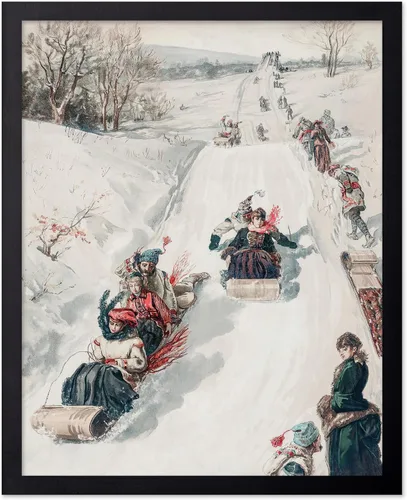 Vista 10 de Poster Master Póster de Navidad vintage, impresión retro de carreras de trineo, arte de pared de invierno, regalo de vacaciones para hombres