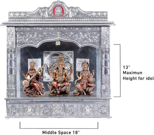 Vista 2 de Mandir de plata para el hogar - blanco oxidado - sin puerta (grande)