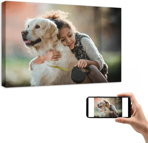 Vista 20 de YYYYHPP Impresiones en lienzo con tus fotos, arte de pared personalizado de foto a lienzo, impresión en lienzo para boda, familia, bebé, mascotas