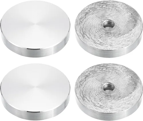 Vista 49 de uxcell M6 Rosca 0.787 in de diámetro de forma redonda de aluminio disco hardware 1pcs, aluminio círculo disco vidrio adaptador superior para mesa