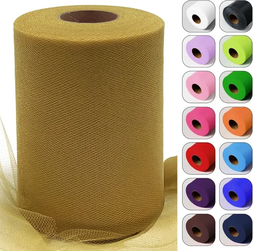 Vista 43 de Rollos de tela de tul verde ácido de 6 pulgadas por 100 yardas (300 pies) Cinta de tul para tutú, falda, envoltorio de regalo, decoración de boda
