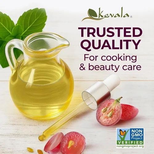 Vista 4 de Kevala Aceite de semilla de uva – Tamaño a granel 17.5 libras, usos de cocina y cuidado del cabello, vegano