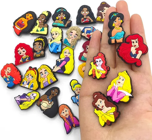 Vista 4 de 25 dijes de princesa cocodrilo para decoración de zapatos, decoración de fiesta para niños, niñas y mujeres, regalos de zapatos, se adaptan a