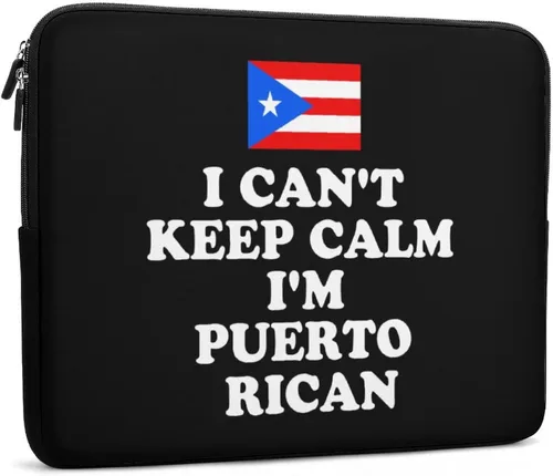 Vista 3 de Funda protectora para laptop con texto en inglés "I Can't Keep Calm I'm Puerto Ricane", funda protectora para laptop, maletín de transporte