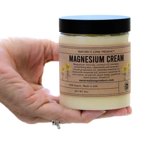 Vista 2 de Nature's Love - Crema de magnesio tópica con ingredientes orgánicos naturales y aceites esenciales, alivio muscular, calambres en las piernas, apoyo