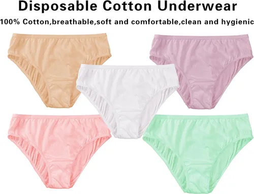 Vista 3 de Paquete de 15 bragas desechables para mujer, 100 % algodón de baja altura