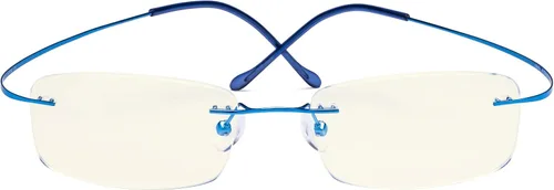 Vista 13 de CessBlu Gafas de computadora de titanio Gafas de lectura sin marco para lectores con filtro de luz azul