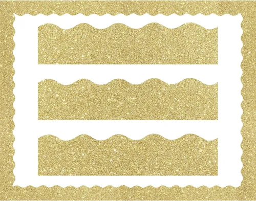 Vista 10 de Containlol Bordes de tablero de anuncios con purpurina de 118 pies, 120 hojas festoneadas para decoración escolar, día de San Patricio, regreso a