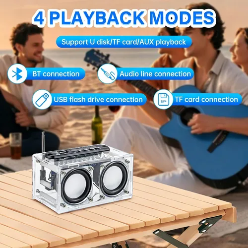 Vista 6 de Diymore Kit de altavoz Bluetooth para bricolaje, kit de práctica de soldadura de radio, altavoces duales y control remoto, para soporte