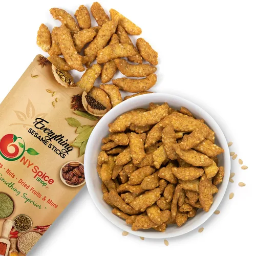 Vista 14 de NY Spice Shop Palitos de sésamo cajún – Mezcla de aperitivos tostados de sésamo cajún picante de 1 libra – Bocados crujientes de sabor picante