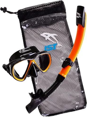 Vista 3 de IST - Equipo de buceo de superficie: máscara, tubo de buceo semi seco, bolsa de viaje de malla. Tallas de adulto y niños