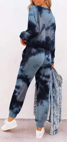 Vista 5 de WFTBDREAM - Sudadera para mujer 2 piezas Tie Dye manga larga Pullover Lounge Sets
