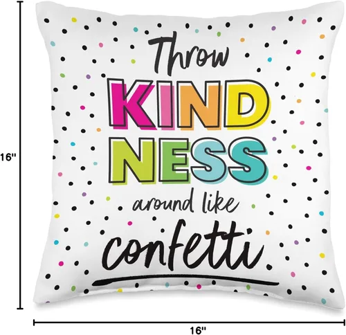 Vista 4 de Carson Dellosa Education Happy Place Kindness Around Like - Almohada de confeti, 16 x 16 pulgadas, multicolor